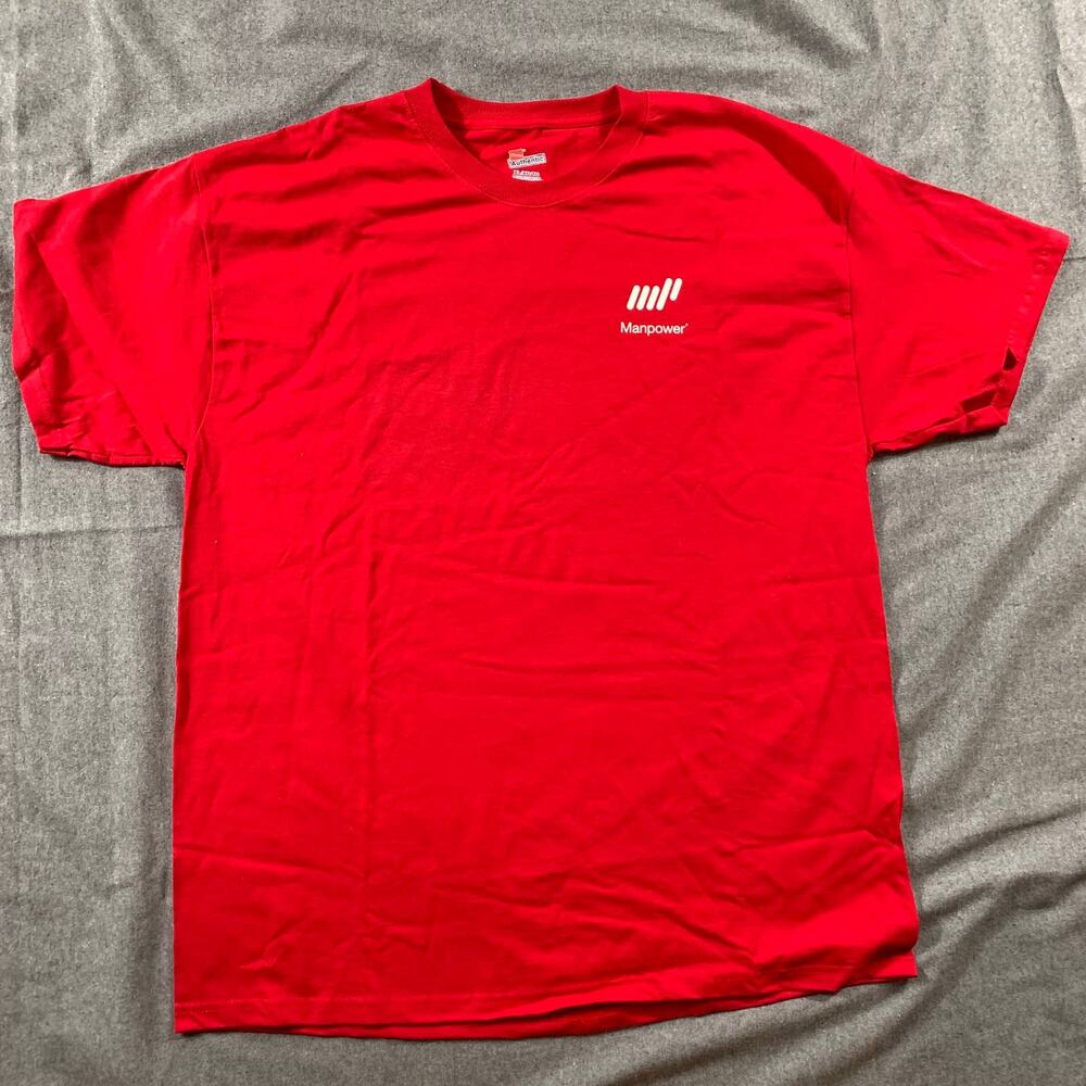 Hanes Shirt Adult Extra Large Man Power Red Casual T Shirt Mens